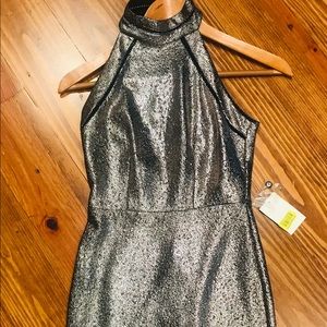 B. Darlin Silver Mini Dress w/Black Trim